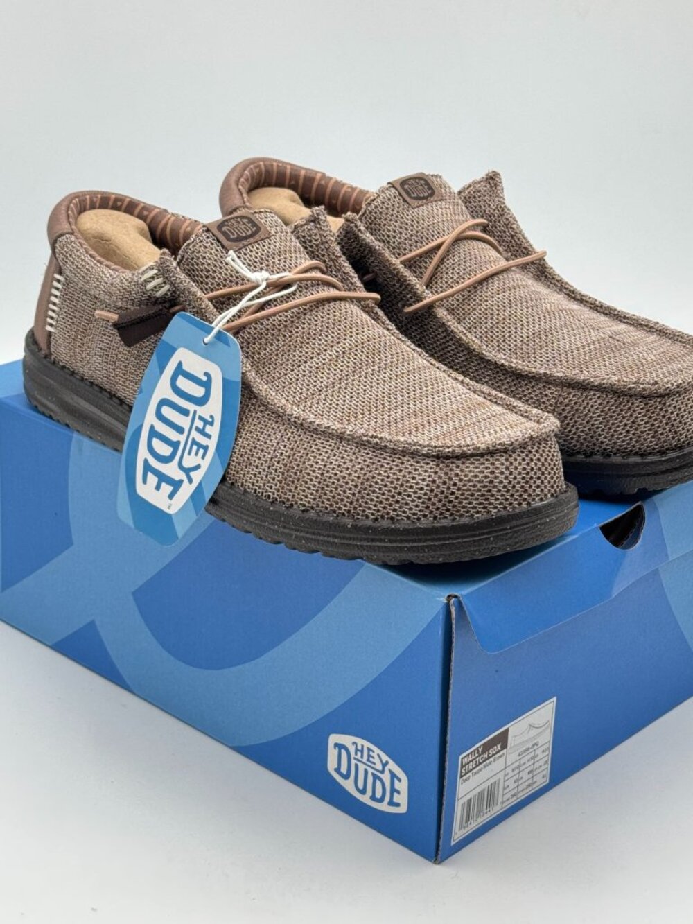 NWT Hey Dude Wally Stretch Sox Brown Slip On Shoes Mens 10 Lightweight Preppy